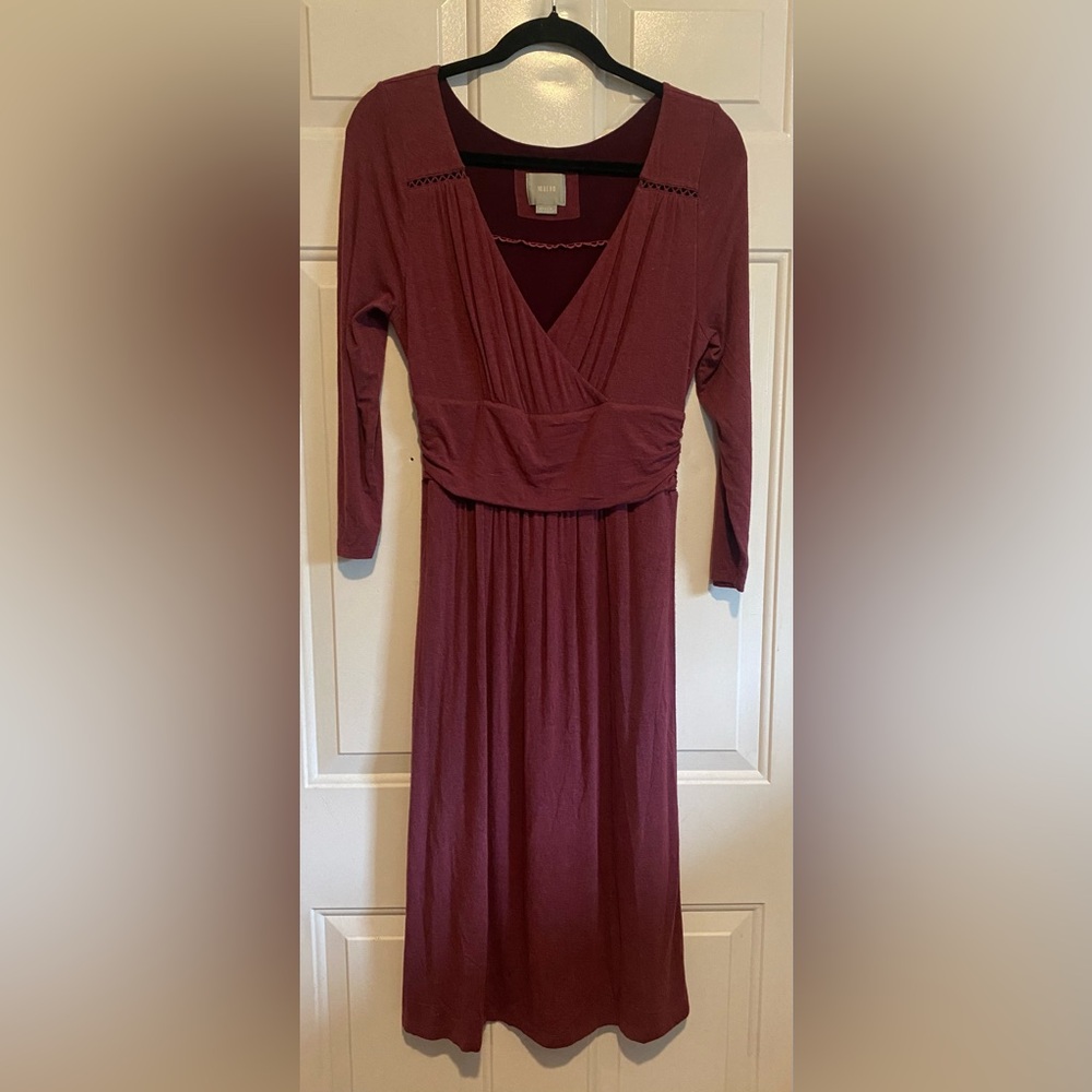 Maeve Mauve Wrap-Style Midi Dress